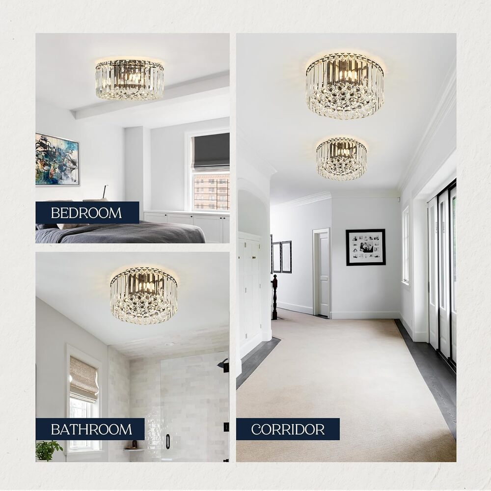 Gold Crystal Raindrop Flush Mount Ceiling Light / NIB / 12in - Picture 5 of 5